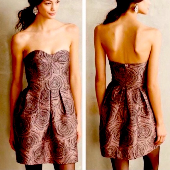 Hutch Dresses & Skirts - Hutch Floral Strapless Mauve and Black Dress
